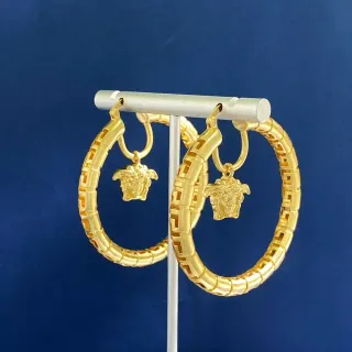 Versace Greca Odissea Boucles d'Oreilles Hoop Dorées avec Tête de Méduse