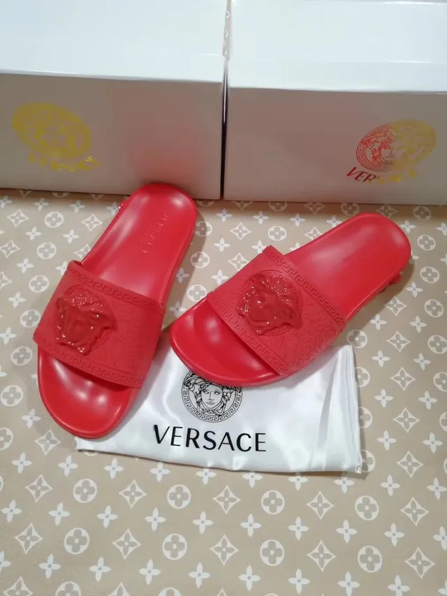 Versace Greca Odissea 红色 模制橡胶 拖鞋 4