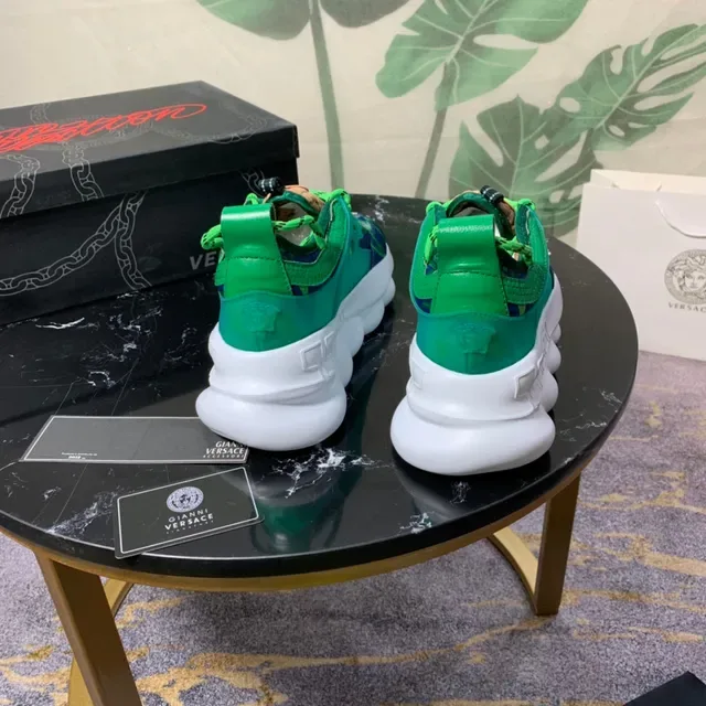 Versace Chaussures Chunky Semelle Verte Bleue Impression Tropicale Haut 6
