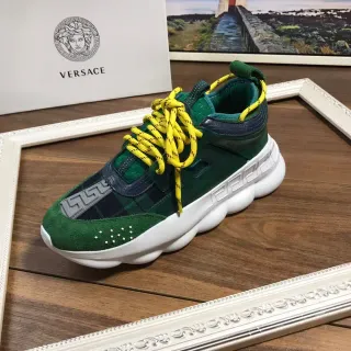حذاء رياضي سميك Versace أخضر أصفر سول مصممة نقوش Greca المفتاحية