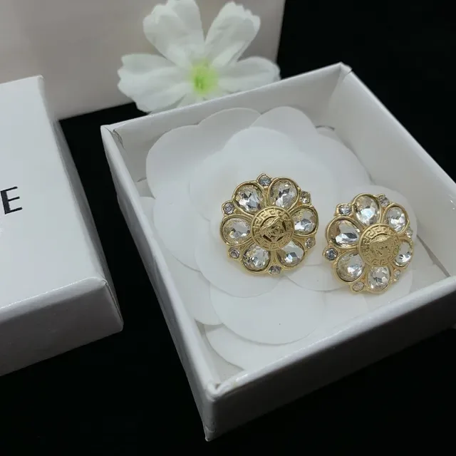 Versace Medusa Floral 金银色 花朵形状 水晶镶嵌 胸针 3