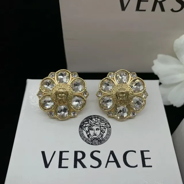 Versace Medusa Floral 金银色 花朵形状 水晶镶嵌 胸针 4