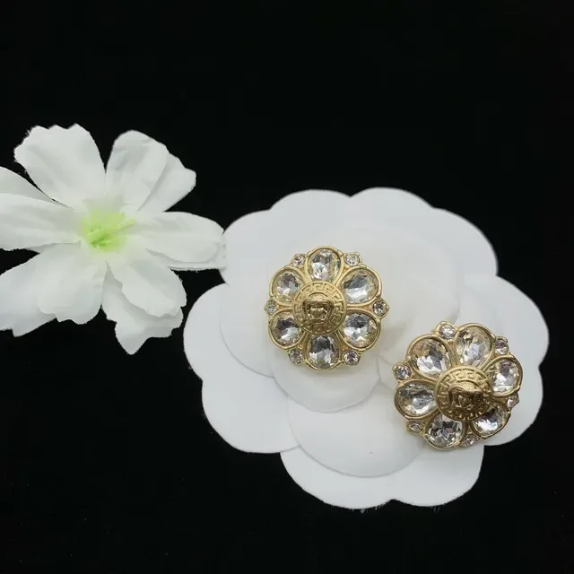 Versace Medusa Floral 金银色 花朵形状 水晶镶嵌 胸针 5