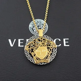Versace Medusa 金银镂空头希腊钥匙边框项链