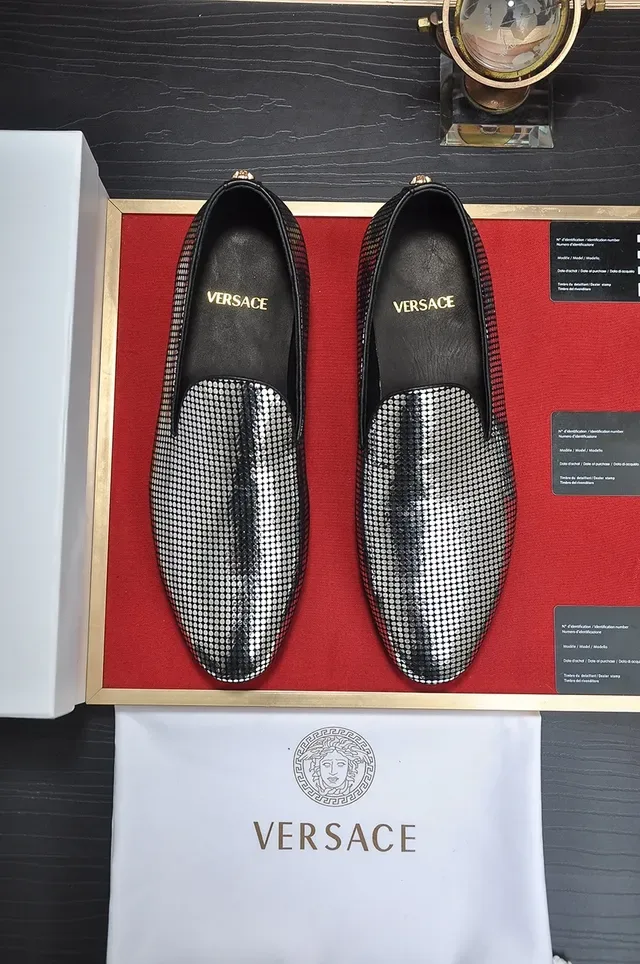 Versace Silver Red Metallic Mesh Upper Slip-On Construction Loafer 5