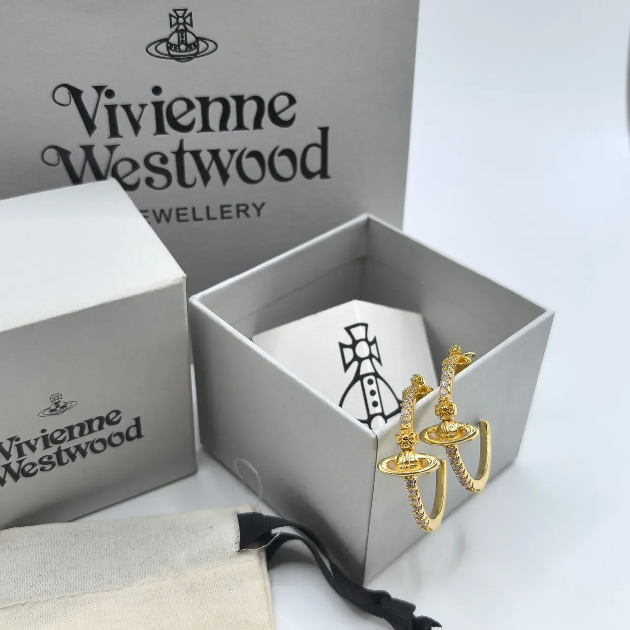 Vivienne Westwood Orb 金色银色 镶嵌宝石 耳环 2