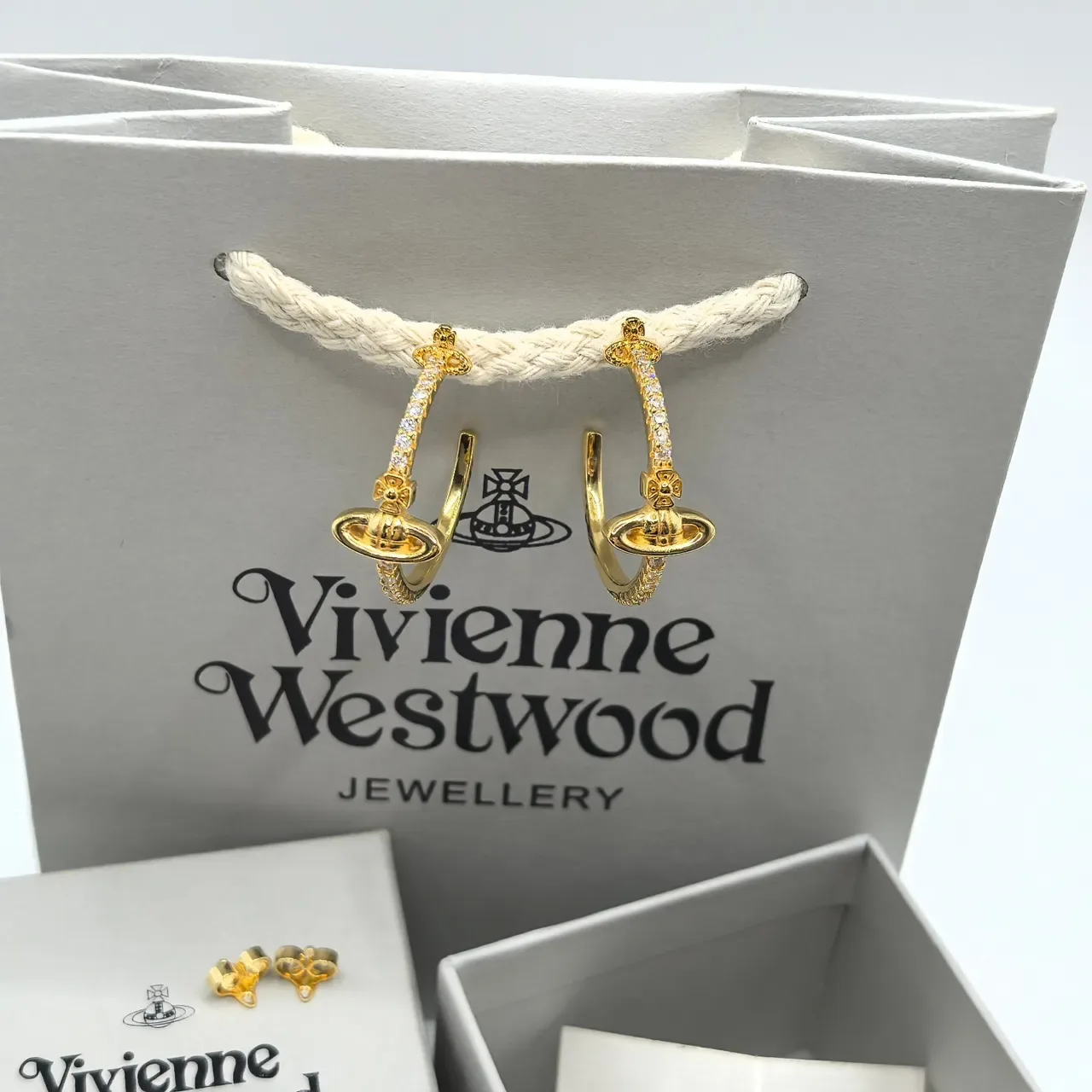 Vivienne Westwood Orb 金色银色 镶嵌宝石 耳环 3