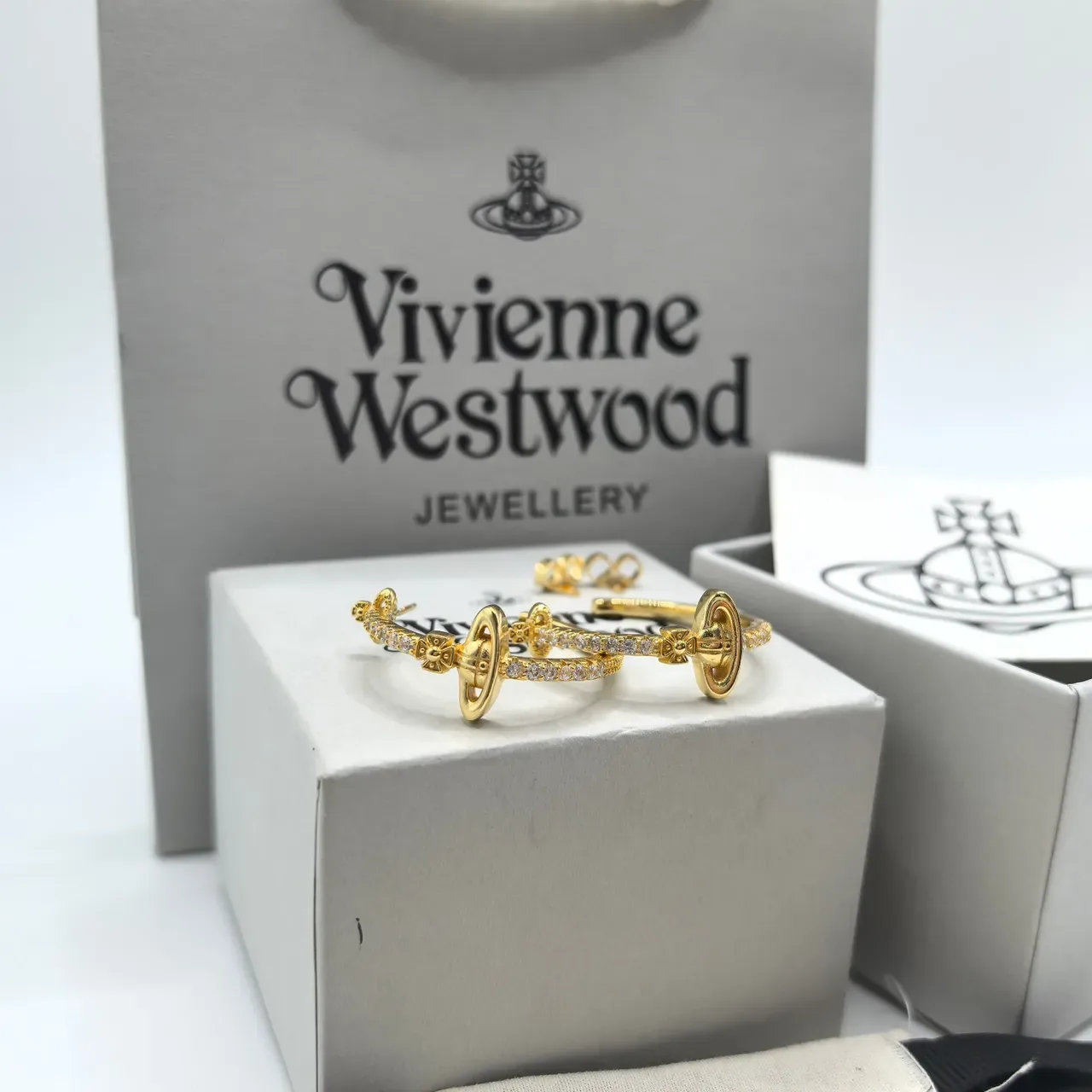 Vivienne Westwood Orb 金色银色 镶嵌宝石 耳环 4