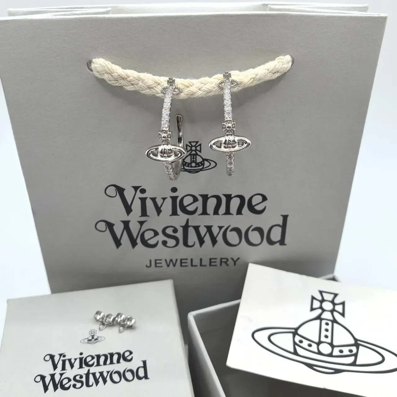 Vivienne Westwood Orb 金色银色 镶嵌宝石 耳环 7