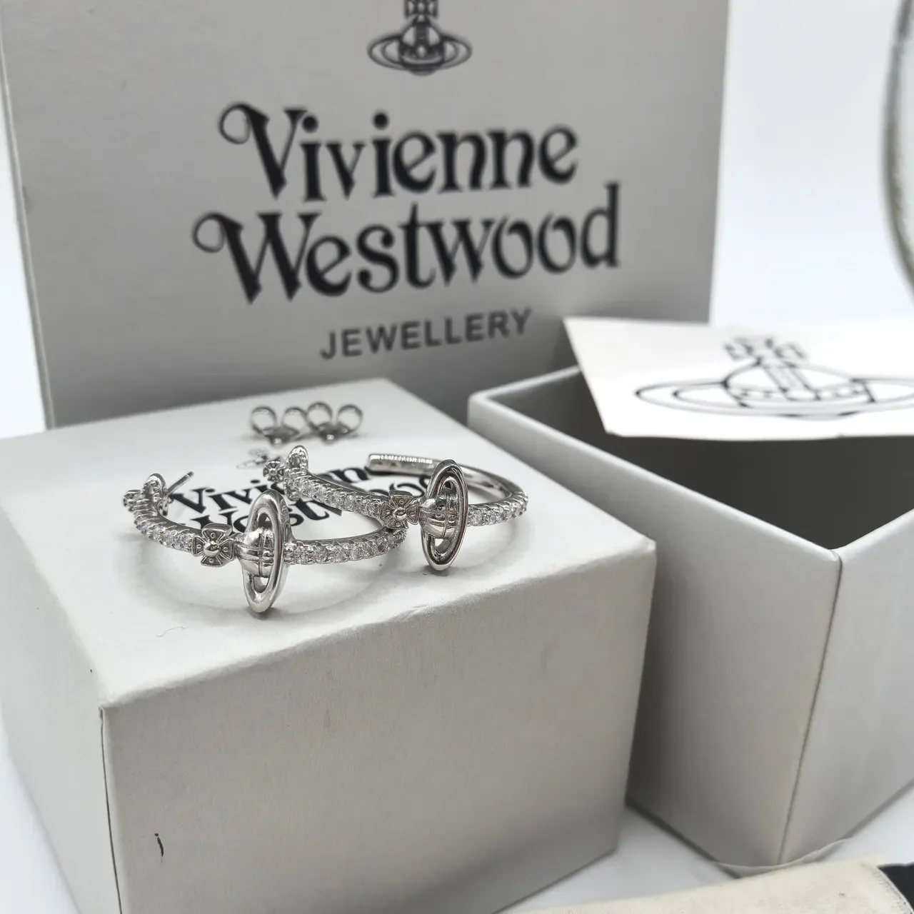 Vivienne Westwood Orb 金色银色 镶嵌宝石 耳环 8