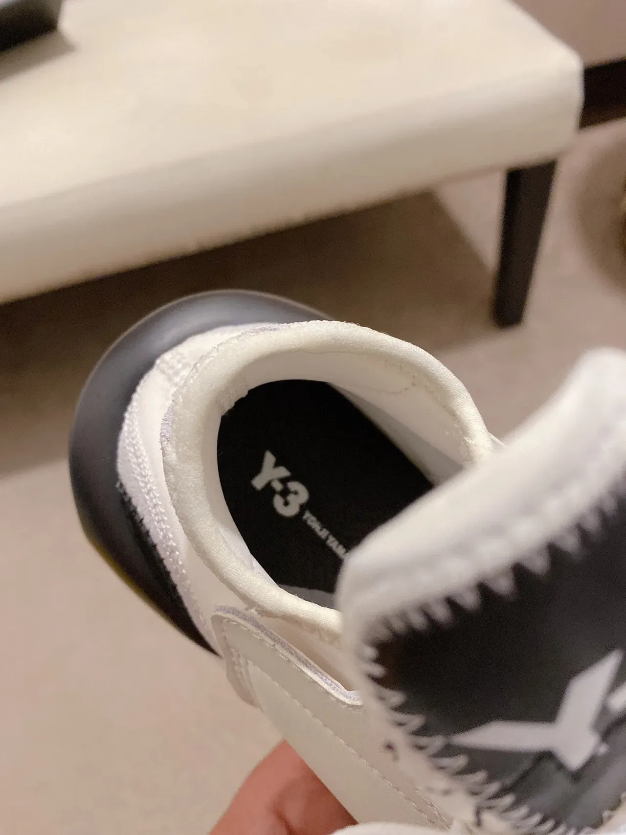 Yohji Yamamoto Beige Black Asymmetrical Midsole Wrap Layered Leather Upper Lifestyle Sneakers 5