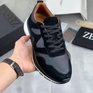 Zegna Black and Gray Suede Leather Lifestyle Sneaker