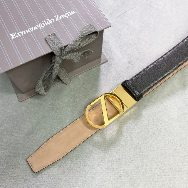 Zegna D-Buckle Belt काला पेबल्ड चमड़ा स्वर्ण टोन बकल चमड़ी का बेल्ट 3