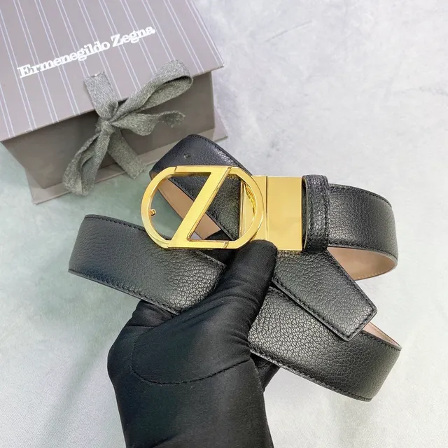 Zegna D-Buckle Belt काला पेबल्ड चमड़ा स्वर्ण टोन बकल चमड़ी का बेल्ट 6