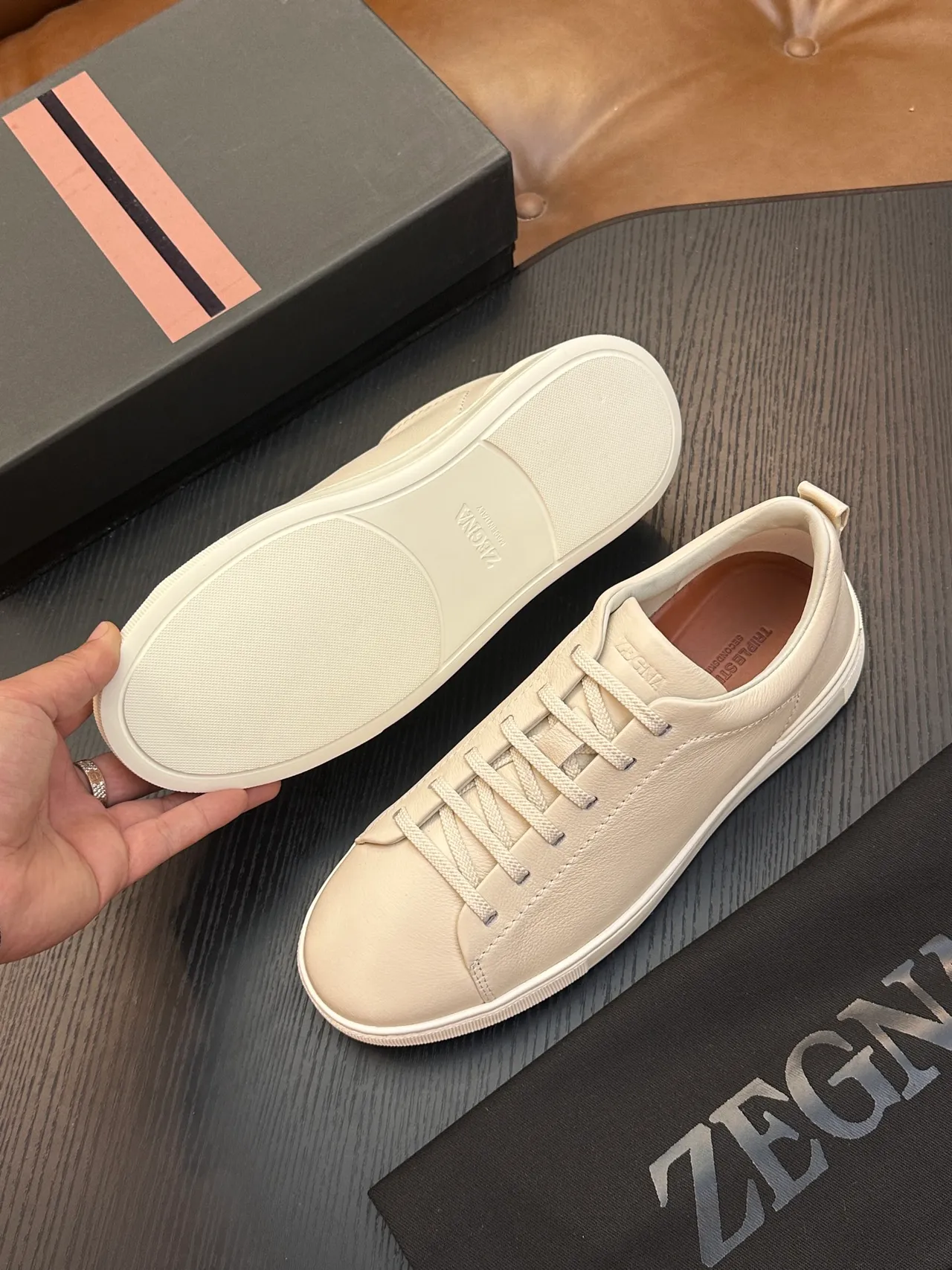 Zegna 极简皮革低帮生活休闲鞋 2