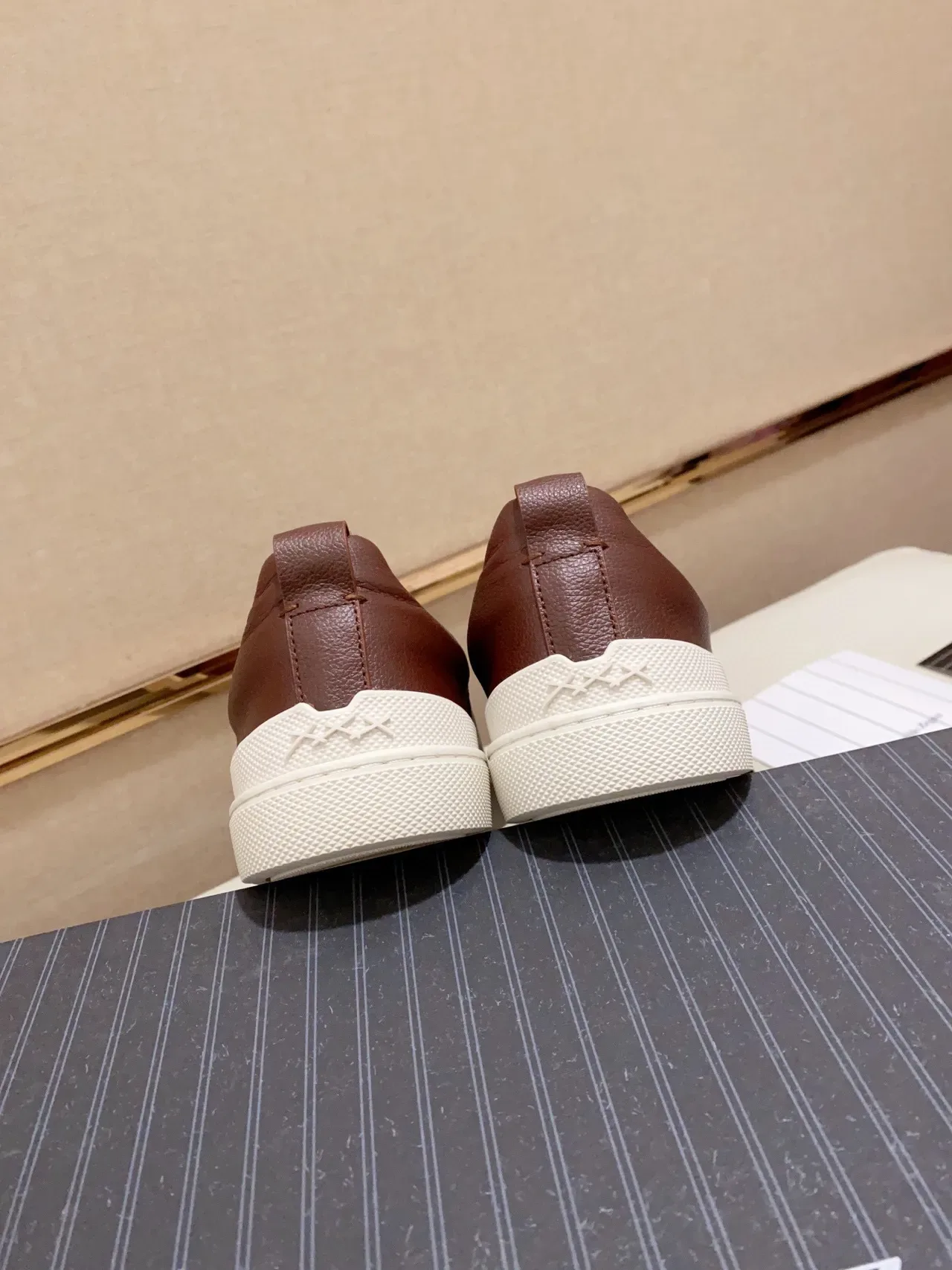 Zegna Two-Tone Leather and Suede Slip-On Lifestyle Sneaker 3