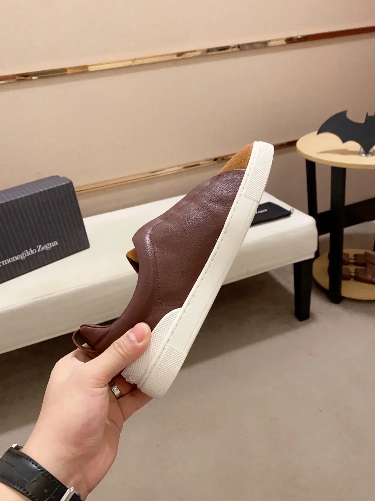 Zegna Two-Tone Leather and Suede Slip-On Lifestyle Sneaker 5
