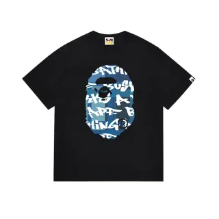 تي شيرت أسود A Bathing Ape بطبعة رأس القرد