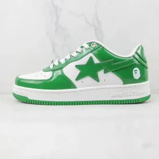 A Bathing Ape BAPE STA أحذية رياضية خضراء وبيضاء لامعة