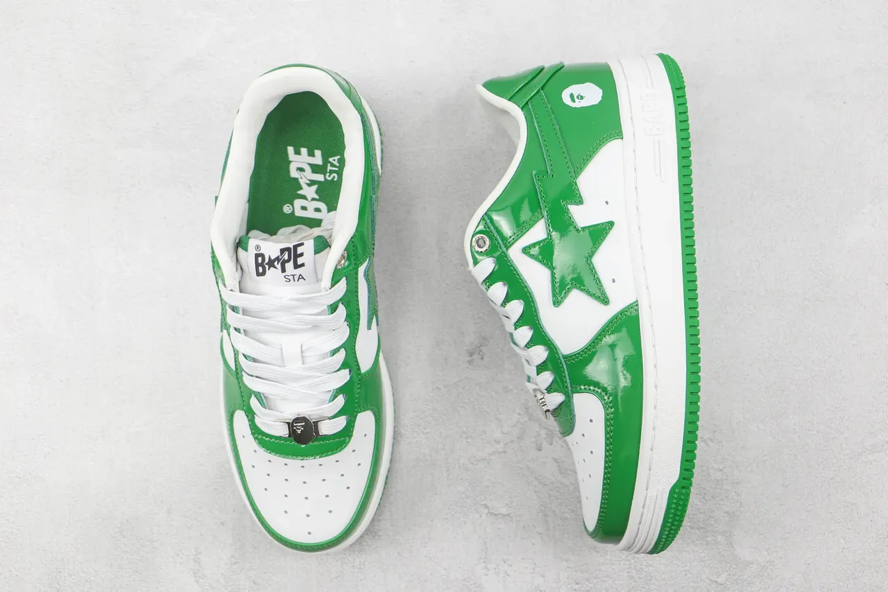 A Bathing Ape BAPE STA Verde y Blanco Brillante Zapatillas Lifestyle 3