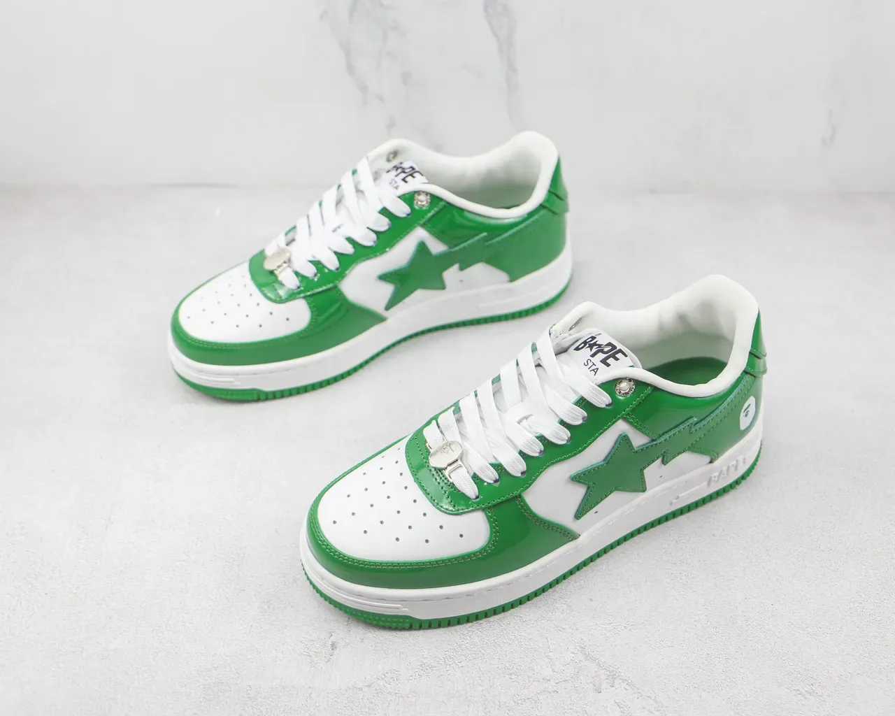 A Bathing Ape BAPE STA Verde y Blanco Brillante Zapatillas Lifestyle 4