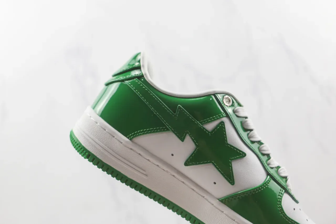 A Bathing Ape BAPE STA Verde y Blanco Brillante Zapatillas Lifestyle 5