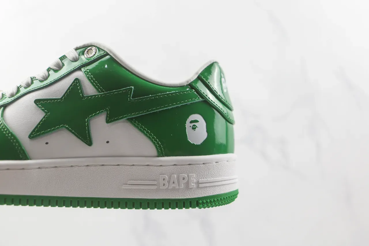 A Bathing Ape BAPE STA Verde y Blanco Brillante Zapatillas Lifestyle 7