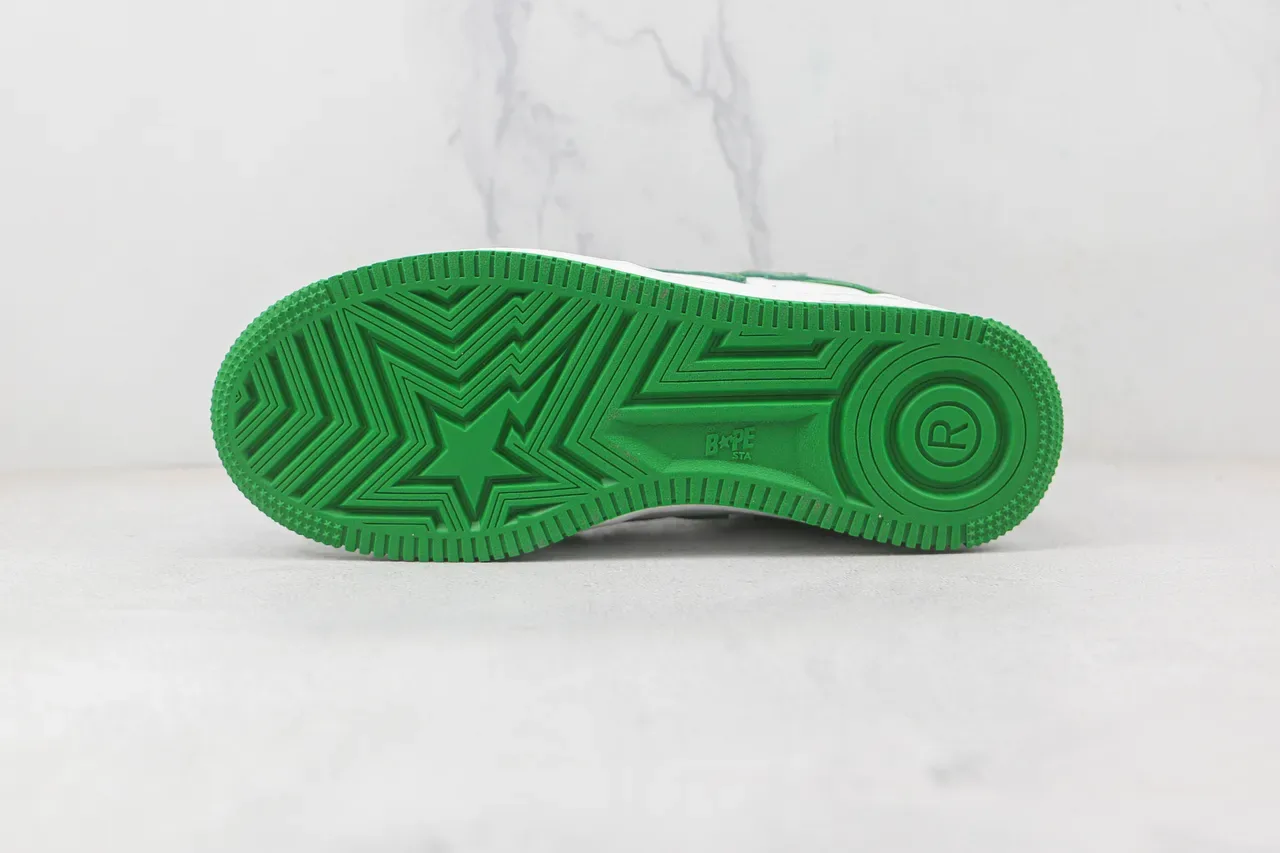 A Bathing Ape BAPE STA Verde y Blanco Brillante Zapatillas Lifestyle 8