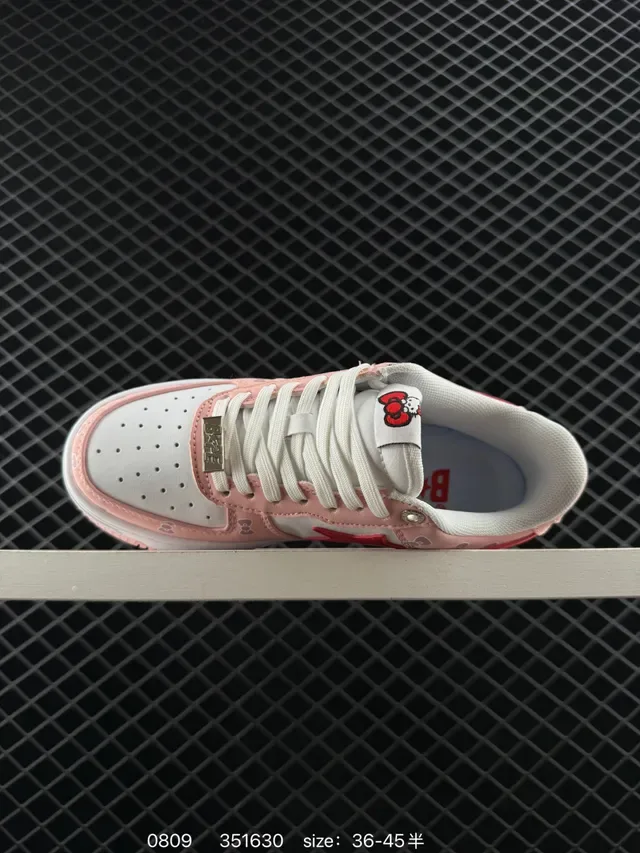 A Bathing Ape Bape Sta Low وردي أبيض Star-Logo Side Panel Lifestyle Sneakers 5