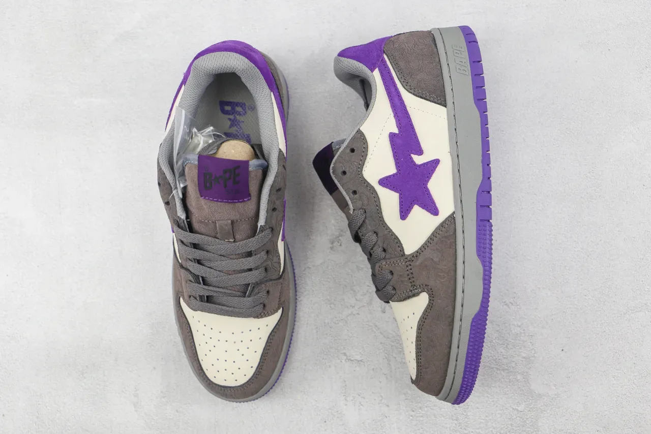 BAPE STA سنيكرز أسلوب حياة بنفسجي نجم 3