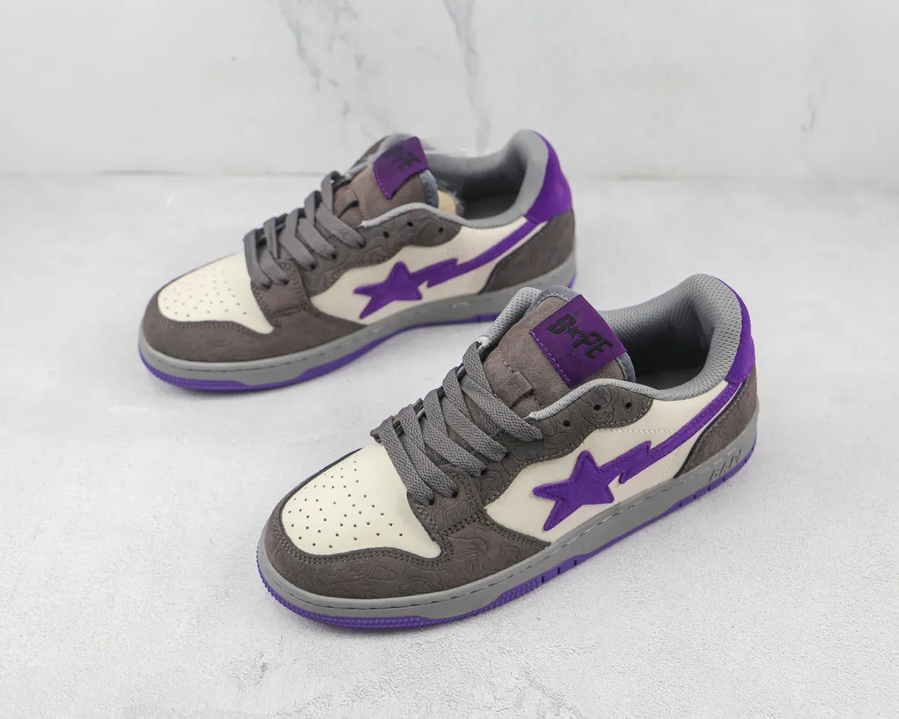 BAPE STA سنيكرز أسلوب حياة بنفسجي نجم 4