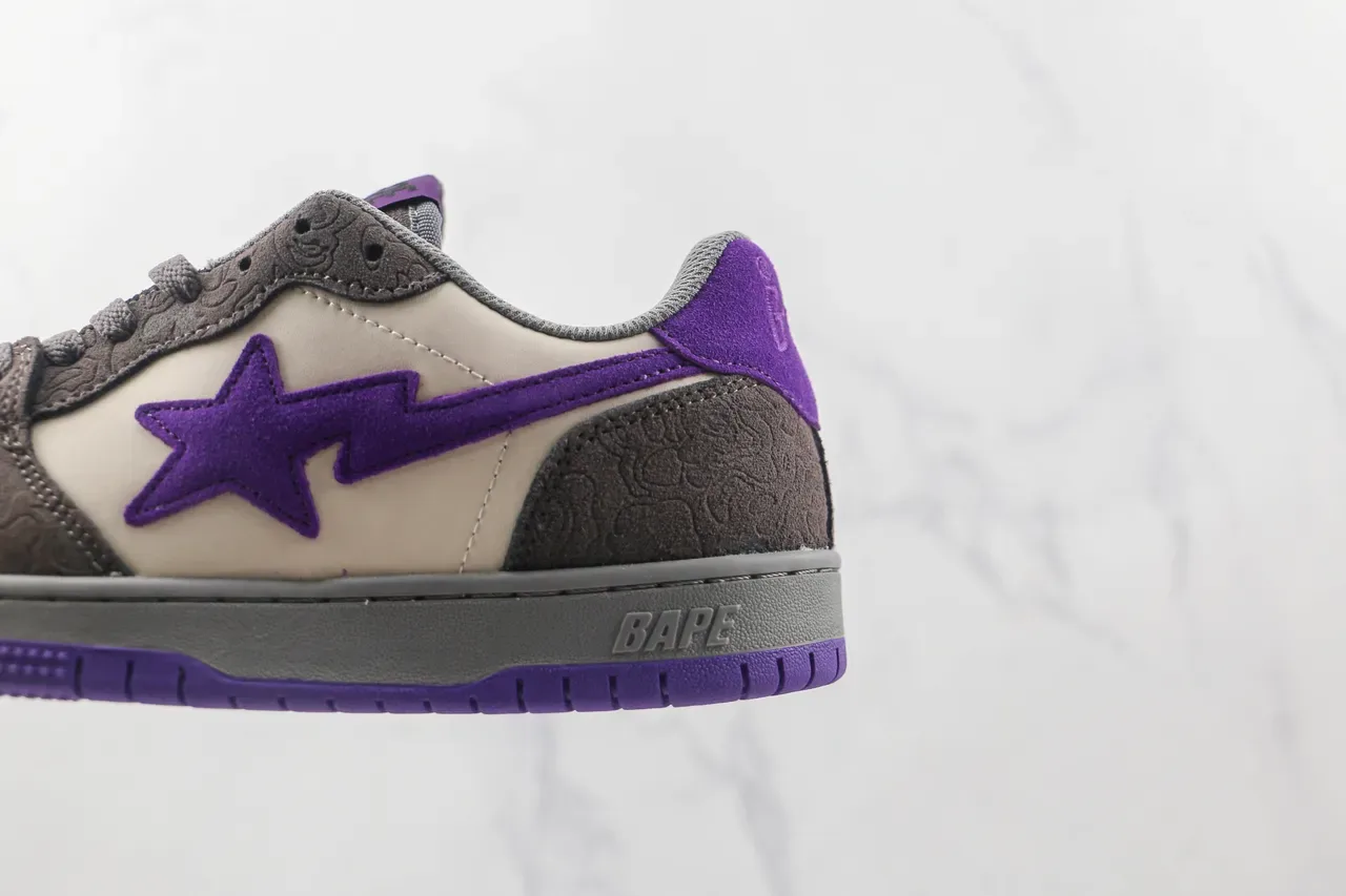 BAPE STA سنيكرز أسلوب حياة بنفسجي نجم 7