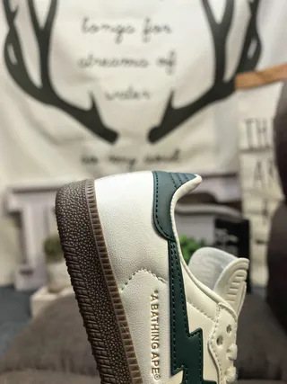 A Bathing Ape BAPE STA أحذية رياضية للأسلوب الحياة باللون الأبيض والأخضر الداكن 3