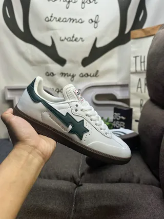 A Bathing Ape BAPE STA أحذية رياضية للأسلوب الحياة باللون الأبيض والأخضر الداكن 5