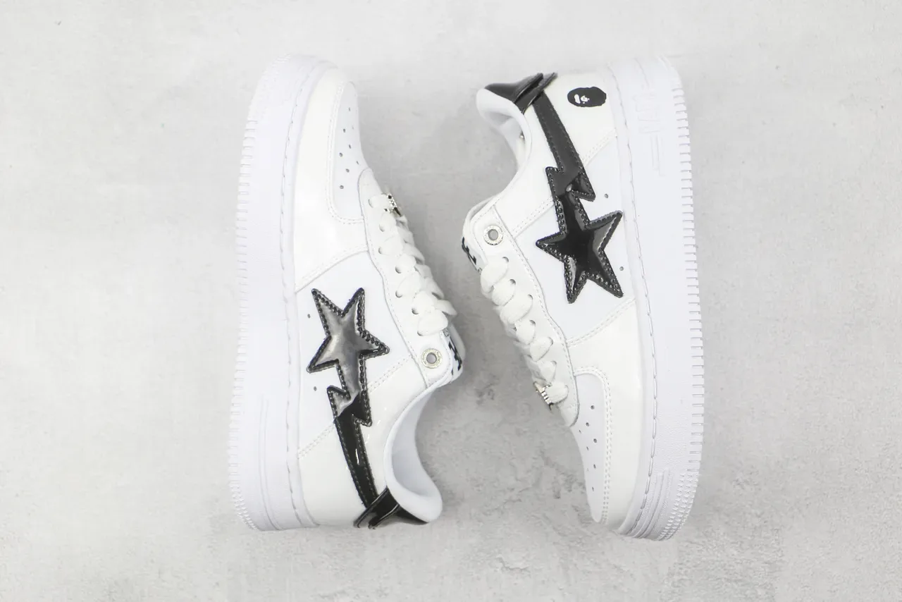 A Bathing Ape BAPE STA Branco Preto Star Lightning Tênis Lifestyle 2