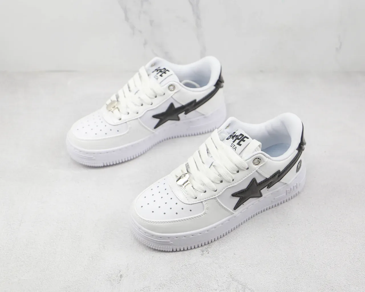 A Bathing Ape BAPE STA Branco Preto Star Lightning Tênis Lifestyle 4