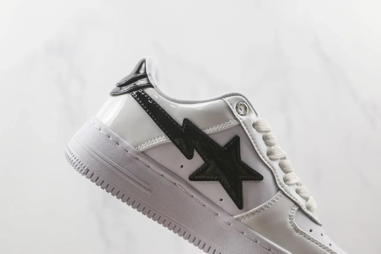 A Bathing Ape BAPE STA Branco Preto Star Lightning Tênis Lifestyle 5