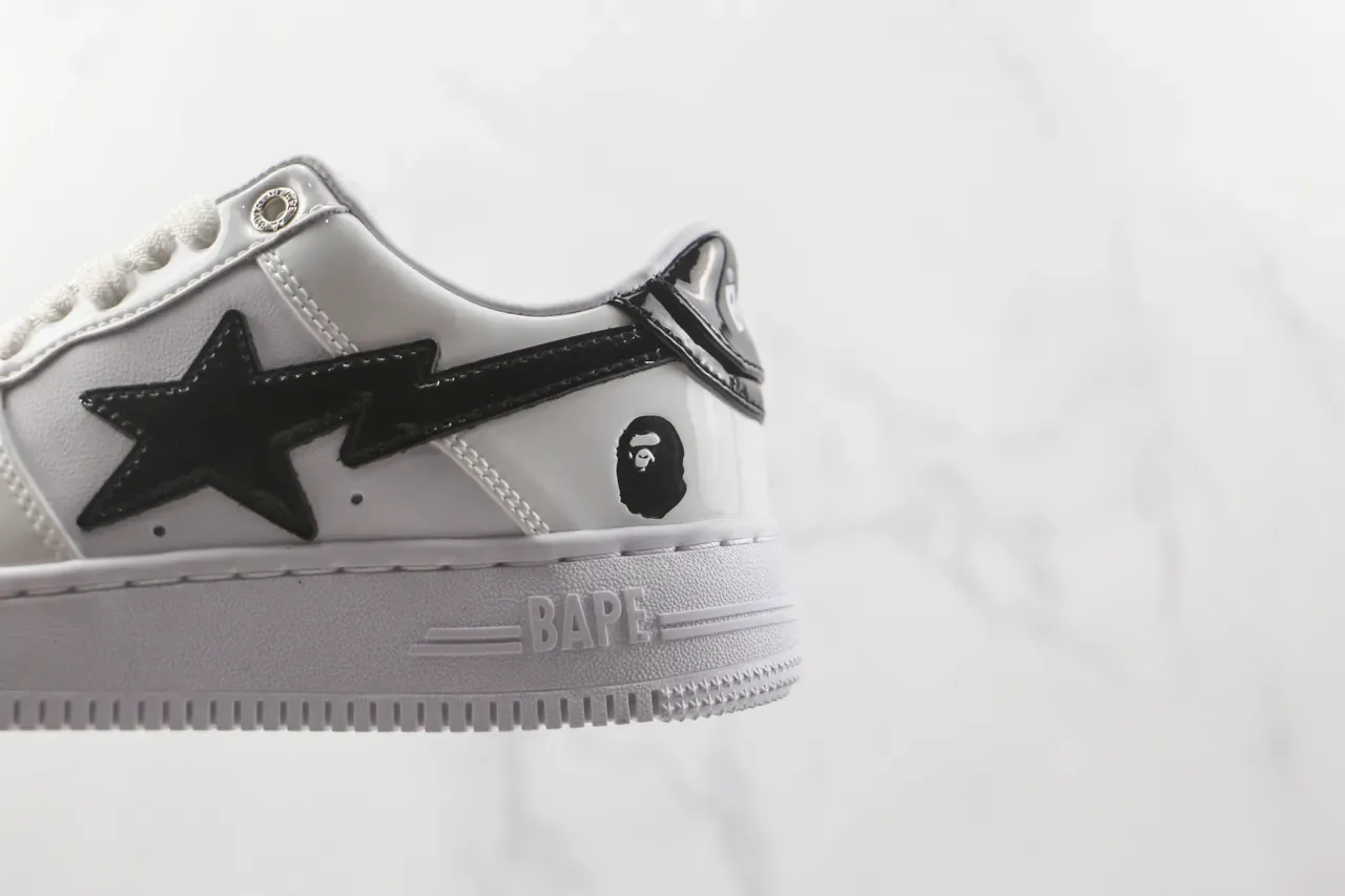 A Bathing Ape BAPE STA Branco Preto Star Lightning Tênis Lifestyle 7