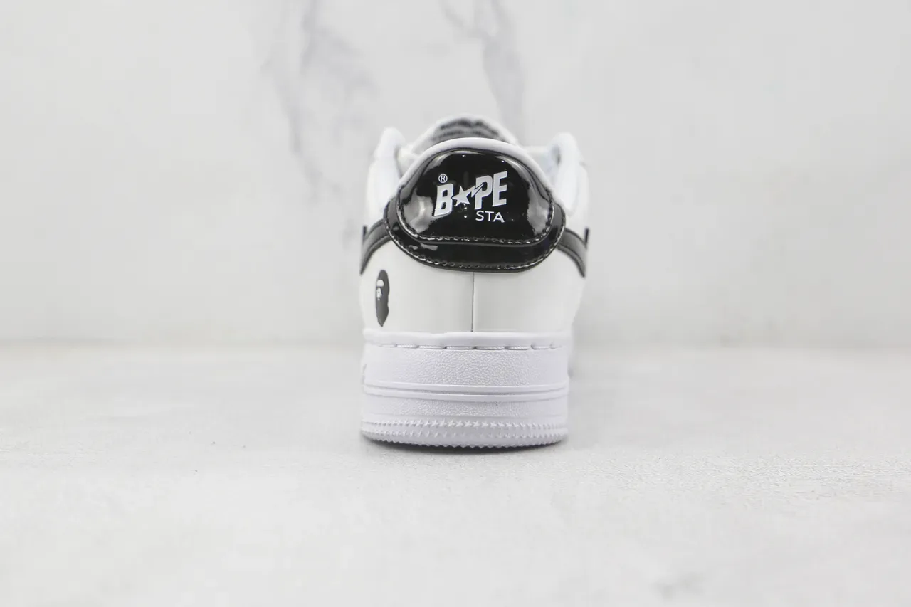 A Bathing Ape BAPE STA Branco Preto Star Lightning Tênis Lifestyle 9