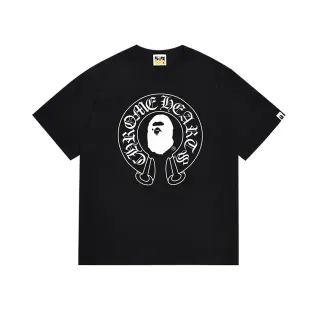 A Bathing Ape ब्लैक व्हाइट ग्राफिक प्रिंट क्रू नेक टी-शर्ट