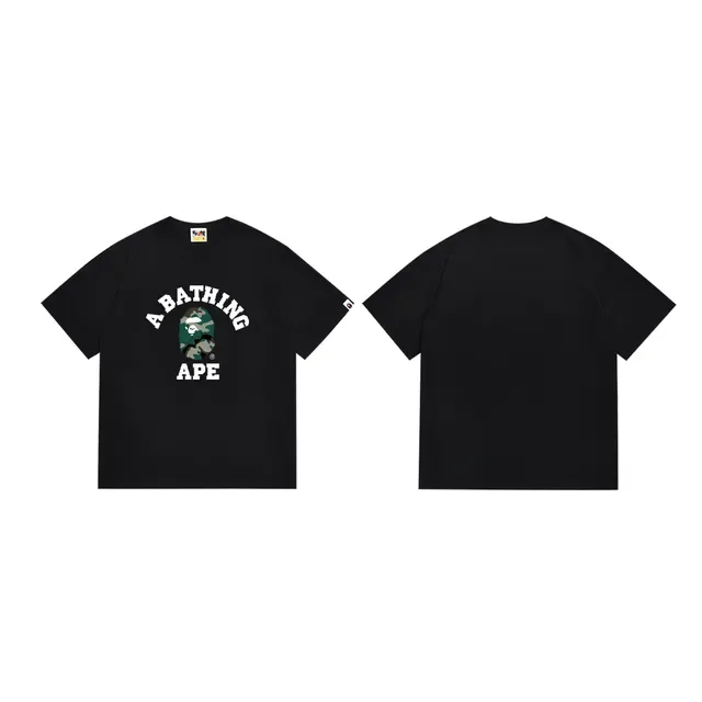 تيشيرت أسود A Bathing Ape بطبعة رأس قرد مموهة 3