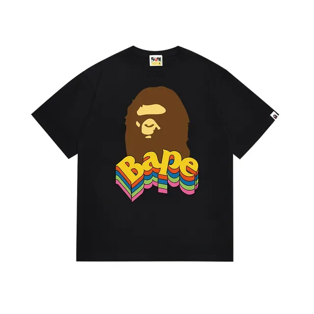 Camiseta A Bathing Ape con estampado gráfico de cabeza de mono arcoíris 2