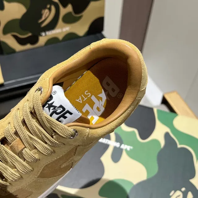 A Bathing Ape Yellow White Suede Upper Perforated Toebox Lifestyle Sneakers 2
