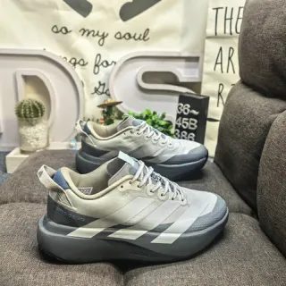 Adidas أحذية رياضية أسلوب حياة بيج رمادي شبكة مهندسة علوية منحوتة بوست وسادة وسطية