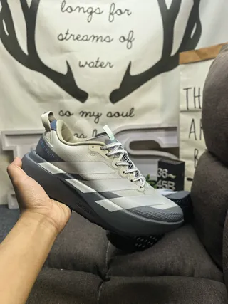 Adidas أحذية رياضية أسلوب حياة بيج رمادي شبكة مهندسة علوية منحوتة بوست وسادة وسطية 5