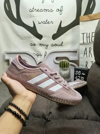 Adidas Beige White Woven Textile Upper Three-Stripe Side Panel Lifestyle Sneakers 5