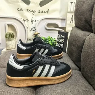Adidas أسود بيج جلد أعلى لوحة جانبية ثلاثة خطوط حذاء أسلوب حياة