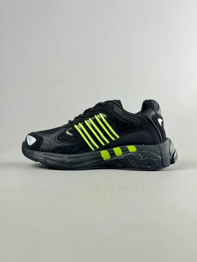 Adidas Black Green Midsole Mesh-Synthetic Hybrid Upper Chunky Sneakers 10