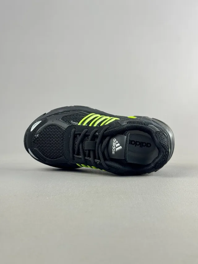 Adidas Black Green Midsole Mesh-Synthetic Hybrid Upper Chunky Sneakers 11
