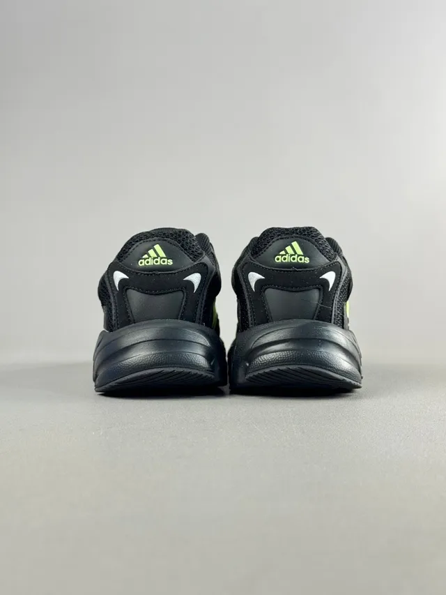 Adidas Black Green Midsole Mesh-Synthetic Hybrid Upper Chunky Sneakers 13